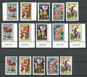 Gabon 1969 - FLOWERS - YT n° 243-247 MNH ** + Used First Day + Non Perforated #1