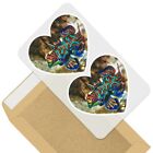 2 x Heart Stickers 10 cm - Mandarinfish Tropical Madarin Fish #45666