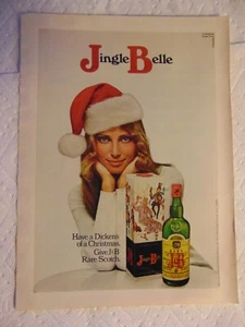 1972 J & B Scotch Jingle Belle Woman in Santa Hat vintage print ad - Picture 1 of 1