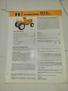 Cub Cadet 123 Spec Sheet - Picture 1 of 2