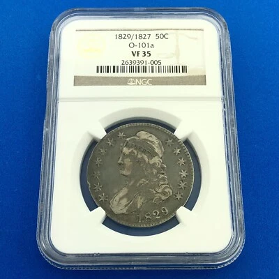 1829/1827 Capped Bust Silver Half Dollar 50c Overdate NGC VF35 O-101a Coin - Image 1 of 4