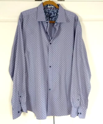 Camisa de vestir Bugatchi Uomo para hombre 2XL manga larga lavanda geométrica puño abatible XXL Foto 1 de 4