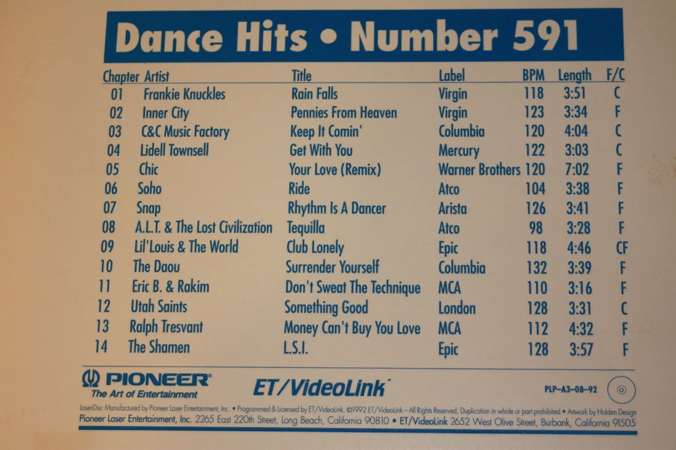 Pioneer Promo Laserdisc "Dance Hits" 2 disc ETV network Madonna, B. Brown, Snap. - Image 1 of 2
