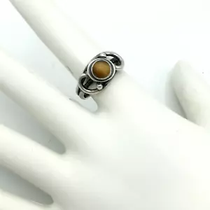 ARTISAN tiger eye split-shank ring - size 5.75 sterling silver bezel-set stone - Picture 1 of 9