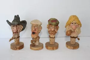1 Lot of 4 Pieces Caricature Wine Cork Bottle Stoppers - Picture 1 of 18
