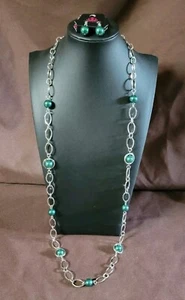Paparazzi Fundamental Fashion Green Necklace And Earrings - Picture 1 of 4