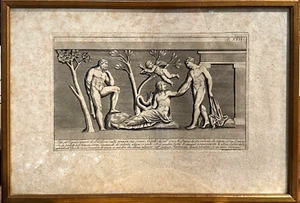 'Leda & the Swan' Italian b&w engraving by Lorenzo Roccheggiani, antique REPRINT - Picture 1 of 11