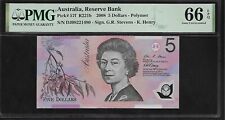 Australia 5 Dollars 2008 PMG 66 EPQ UNC P#57f Reserve Bank Queen Elizabeth II
