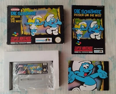 Nintendo SNES Die Schlumpfe / Smurfs 2! Completo + pôster! PAL - Versículo Europeu - Imagem 1 de 4