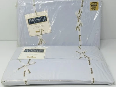 Wamsutta Supercale Easy Care 100% Cotton Powder Blue Twin Flat Fitted Sheet Set - Image 1 of 4