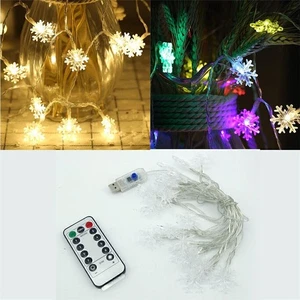 20LED USB String Light Snowflake Fairy Lights Party Wedding Garden Decor+Remote - Picture 1 of 14