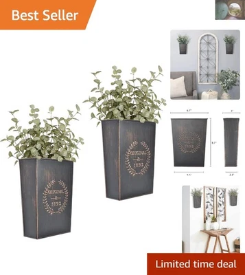 Jarrones de pared colgantes de metal galvanizado - perfectos para plantas de interior o exterior Foto 1 de 4