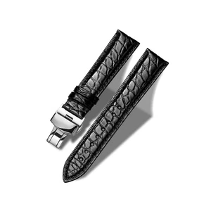 Genuine Alligator Grain Leather Watch Band Replacement Deployment Buckle 18mm... - Picture 1 of 9