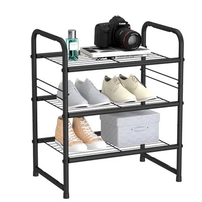  Zapatero de alambre compacto, organizador de zapatos apilable que ahorra espacio, pesado  Foto 1 de 4