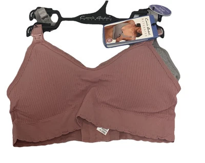 2 New CARRIE AMBER INTIMATES  COMFORT Bra BRAS Pink Grey  Maternity SIZE Medium - Image 1 of 4