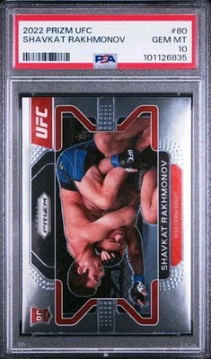 2022 Panini Prizm UFC Shavkat Rakhmonov RC Rookie #80 PSA 10  - Image 1 of 2