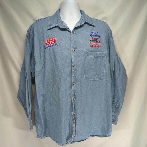 Dale Jarrett NASCAR Racing Mens Large Long-Sleeve Button-Down Shirt Cover