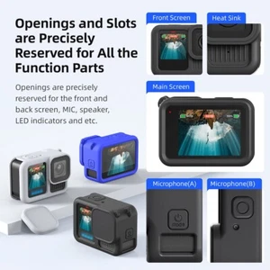 ??tui en silicone rembourr?? pour GoPro Hero13 noir avec fonction lani??re prati - Photo 1 sur 21