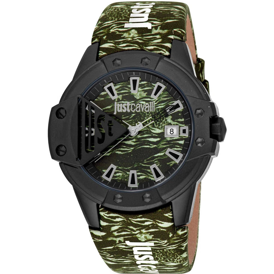 Just Cavalli Women's Watch Scudo Quartz Green Dial Leather Strap JC1G260L0055 - Image 1 of 1