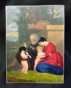 easter print Family with the infant St John  c1850 hand colour - Picture 1 of 3