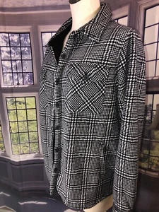 Soho M Cozy Houndstooth Print Fleece Zip Up Jacket 🧡 Heavy - Picture 1 of 13