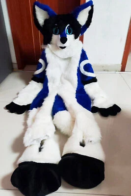 Husky Dog Fox Mascot Costume Long Fur Furry Costume Wolf Cosplay Fursuit - Image 1 of 2