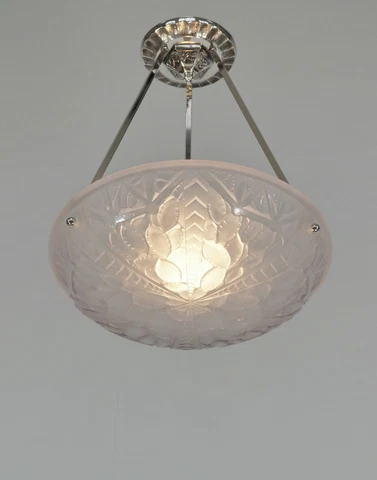 G.VIARMÉ : FRENCH 1930 ART DECO PENDANT  chandelier lamp muller degue era France Cover