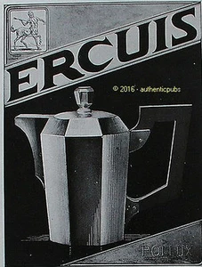 PUBLICITE ERCUIS ORFEVRERIE CAFETIERE POLLUX CENTAURE DE 1929 FRENCH AD PUB RARE - Imagen 1 de 1