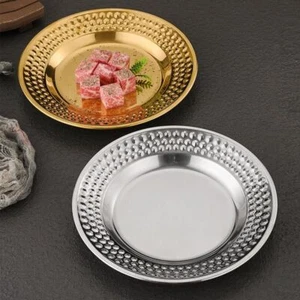 Stainless Stee Dessert Snack Dish Portable Fruit Plate Kitchen Accessories - Picture 1 of 12