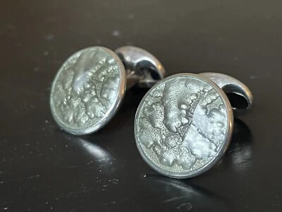 Deakin & Francis Silver Cufflinks With Green Enamel - Image 1 of 4