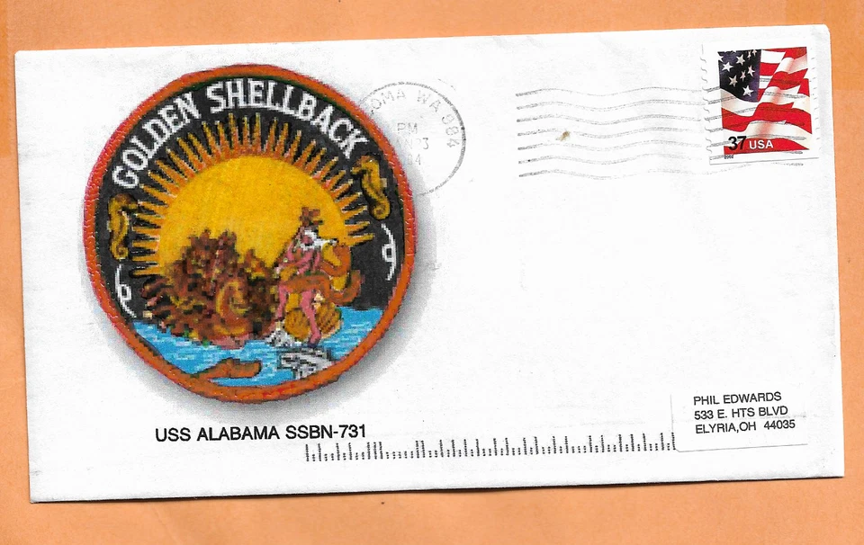 U.S.S. ALABAMA JAN 2004  TACOMA WASH PHIL EDWARDS ACE 353 HAND COLORED  NAVAL - Image 1 of 1