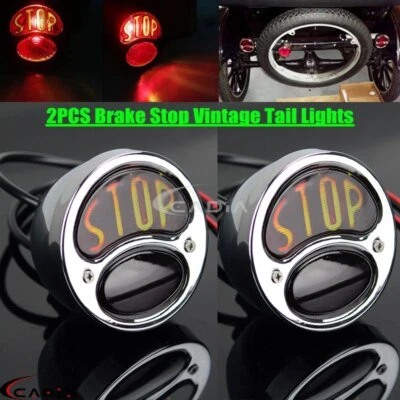 2X Rear Brake Stop Tail Light For Ford Model A Rat Hot Rod Custom Taillight Lamp - Image 1 of 4