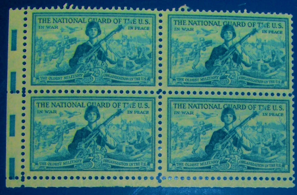 US 3¢ stamp SC #1017 National Guard, In War and In Peace MNH 1953 block of 4 - Image 1 of 1