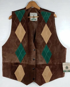 Northwest Territory Vintage Leather Vest 2X Women's Argyle (New w/ tags) - Picture 1 of 4
