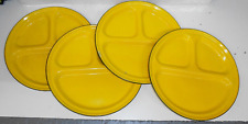 Vintage Yellow w/black trim Enameled Tin Plates (4) Free Shipping