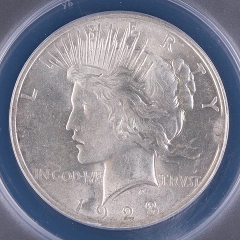 1923 Peace Dollar ANACS MS61 Rim Clip Silver $1 Mint Error Cover
