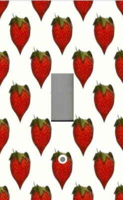 PRATOS E TOMADAS INTERRUPTOR DE LUZ MORANGOS VERMELHO E BRANCO COZINHA DECORAÇÃO PARA CASA - Imagem 1 de 4