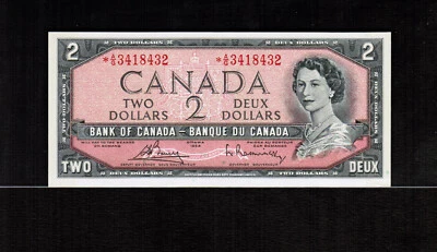 Canada  $2 DOLLARS 1954 Star Replacement  *A/G  Bouey/Rasminsky Nice  UNC - Image 1 of 2