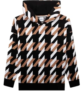 HUGO BOSS KIDS BEIGE HUGO BOSS MINI ME KNITTED HOODIE J25Q10 M13 - Picture 1 of 1