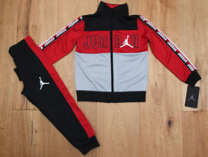Air Jordan Boy 2 Piece Jogging Set~Black, Gray, White & Red ~Jumpman ~Tracksuit