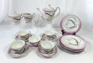Vtg Japanese Dragon Ware Tea Set Japan Demitasse Moriage Hand Painted 20 Pc W3 - Picture 1 of 7