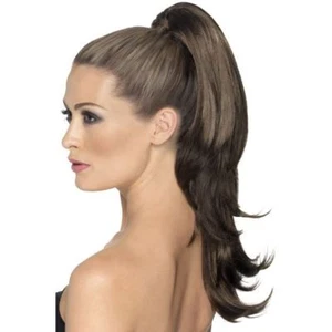 Smiffys Divinity Hair Extentions Wavy Clip on Brown Fancy Dress Hair Piece UK - Picture 1 of 1