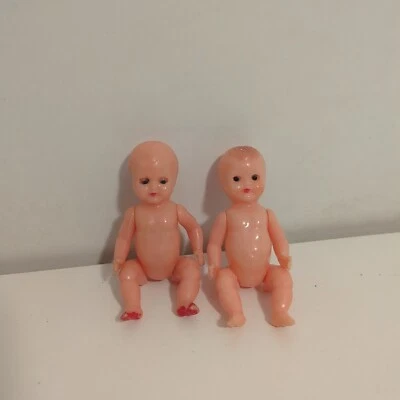 2 MINI bambole vintage, anni 50, celluloide, altezza 8 cm - Made In Italy  - Immagine 1 di 4