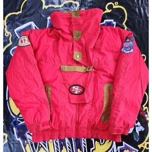 Vintage 1990s San Francisco 49ers Triple F.A.T. Goose Puffer Jacket L - Picture 1 of 6
