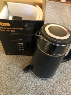 Veken Digital Programmable Electric Tea Kettle 1.7 L Boiler Black Glass - Image 1 of 4