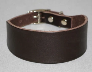 Brown Greyhound Whippet Lurcher Dog Collar Real Leather 1 5/8 40mm Wide V74 - Picture 1 of 1