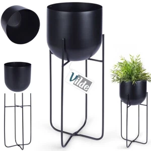 Übertopf Blumenübertopf Ständer Pflanzenständer aus Metall schwarz 16,5x42 cm - Bild 1 von 9