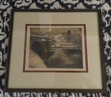 Vintage Frits Thaulow Reproof Etching by E. Jacobi Framed Tudor Arts & Crafts