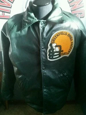 VINTAGE 1987 GREENFIELD PARK  FOOTBALL LEATHER LETTERMAN JACKET  - Image 1 of 4