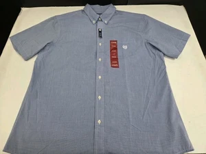 Neu mit Etikett Chaps kurzärmliges pflegeleichtes Herrenhemd mit Knopfleiste blau Gr. XL #7866 - Bild 1 von 11